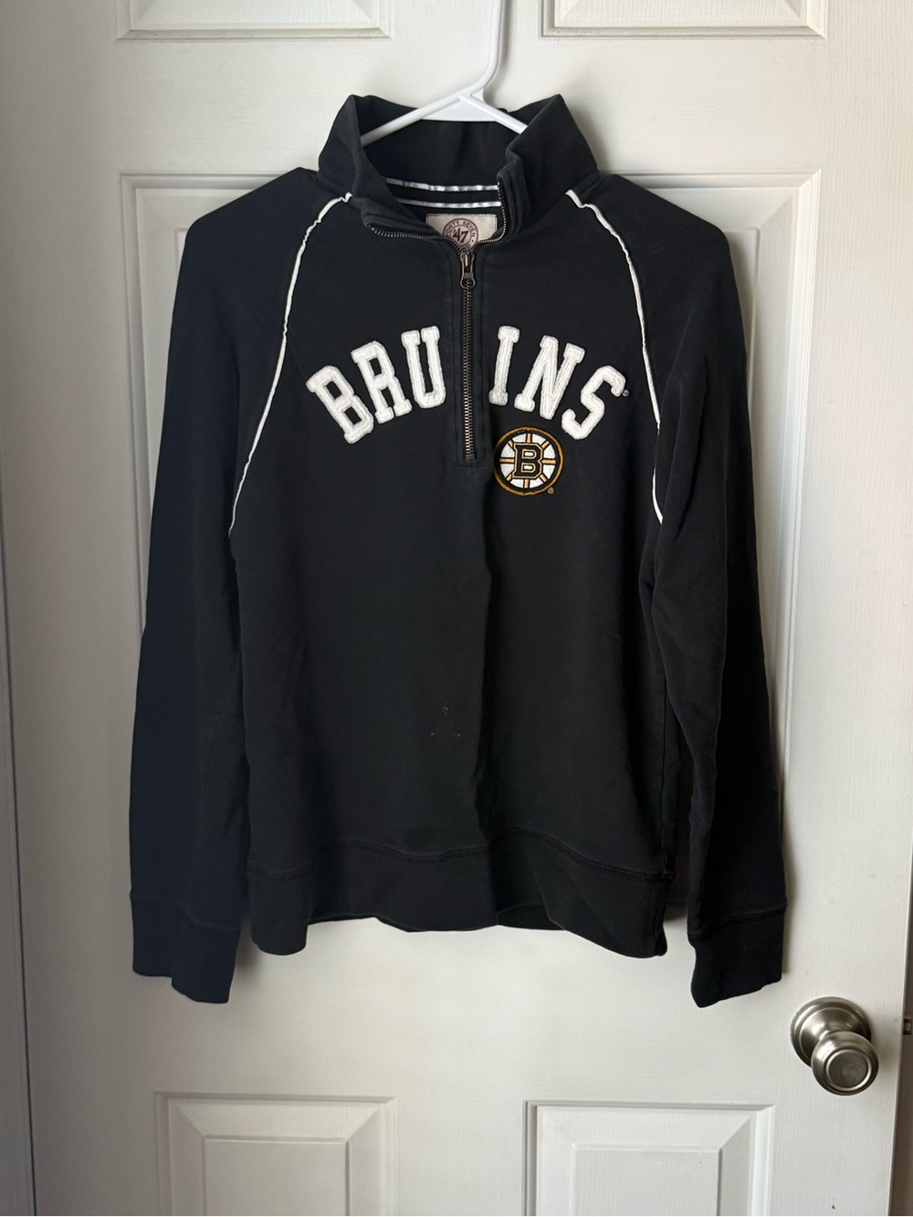 47 Brand Bruins Black Quarter-Zip Turtleneck Pullover